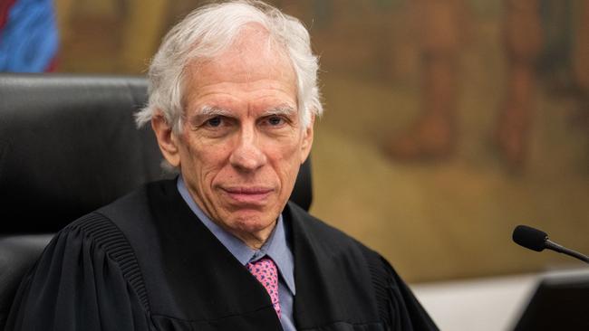 New York State Supreme Court Justice Arthur Engoron, sits inside the courtroom during former US President Donald Trump's civil fraud trial in New York City. Picture: Jeenah Moon/AFP