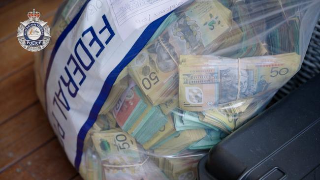 Cash seized by police as part of the investigation. Picture: Australian Federal Police