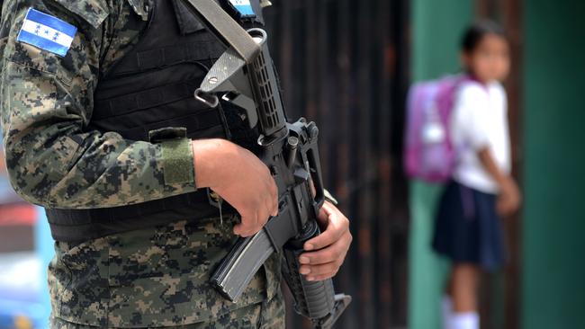 MS-13 terrorises streets across Latin America. Picture: Orlandu Sierra/AFP