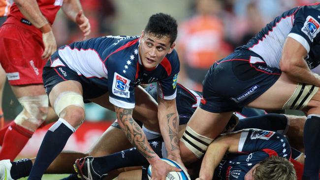 SPORT. BSM. 10/3/12. Richard Kingi of the Rebels during the Super Rugby match between the Queensland Reds and the Melbourne Rebels played at Suncorp Stadium. Pic Darren England.