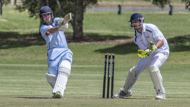 Brandon Walker bats for Toowoomba. Mitchell Shield cricket, Toowoomba Reps vs Stanthorpe. Sunday. 17th Jan 2021