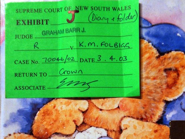 Cover of diary belonging to   NSW mother Kathleen (Kathy) Folbigg who has been charged with murdering four of her children between 1989 and 1999. child murder serial killer baby evidence