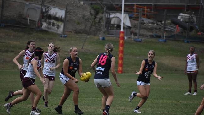 Under-17 Girls division 1 action between Wests and Tweed Coolangatta. Sunday May 14, 2023. Picture: Nick Tucker