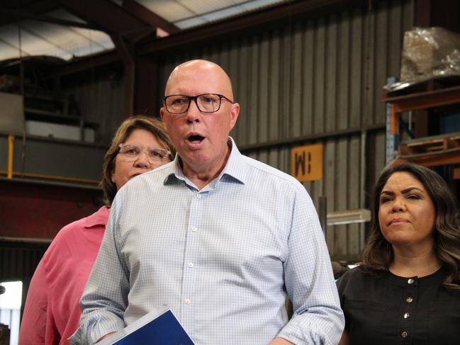 Peter Dutton with Senator Jacinta Nampijinpa Price last month. Picture: Gera Kazakov