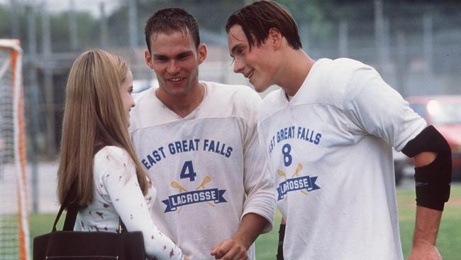 Mena Suvari with Seann William Scott and Chris Klein in American Pie.