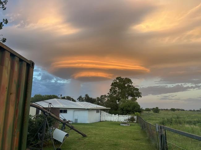 Social media users have been left awed by photos of a rare weather phenomenon in regional Queensland. Picture: Higgins Storm Chasing/Facebook