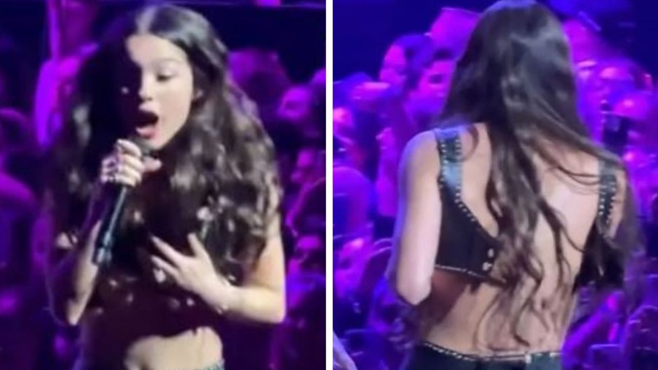 Olivia Rodrigo suffers wardrobe malfunction in London.