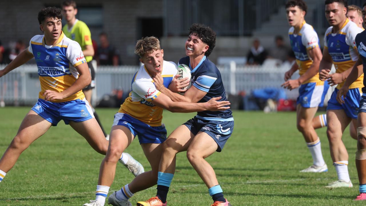Action between Patrician Brothers Blacktown and Matraville SHS. Picture: Tim Hunter