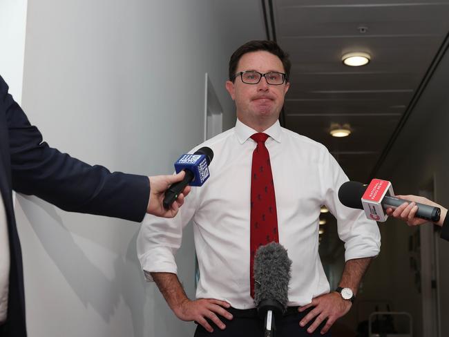 David Littleproud speaking to the media in the Press Gallery in Parliament House in Canberra.Picture: NCA NewsWire / Gary Ramage