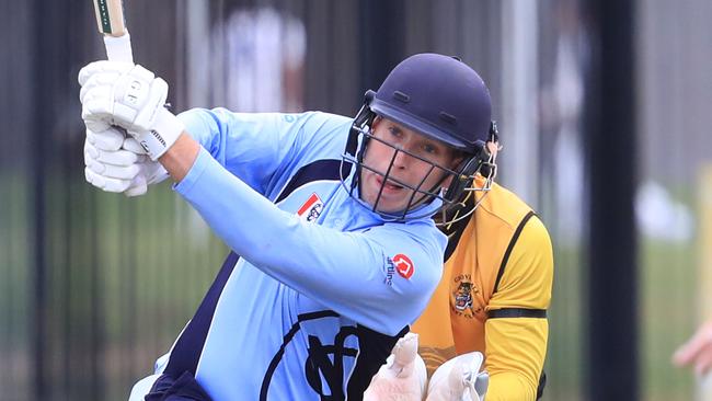 Cricket : GCA1 Round 1: Grovedale v Newtown & ChilwellNewtown & Chilwell batsman Tom Meredith Picture: Mark Wilson