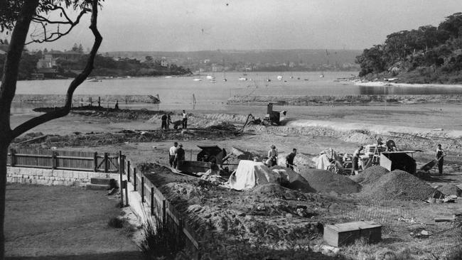 North Harbour reclamation work under way in July 1938. Photo Northern Beaches Library