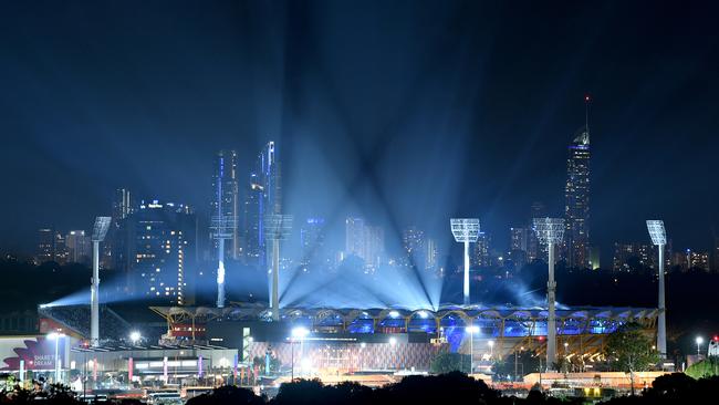 Carrara Stadium during a XXI Commonwealth Games Opening Ceremony rehearsal . (AAP Image/Dave Hunt)