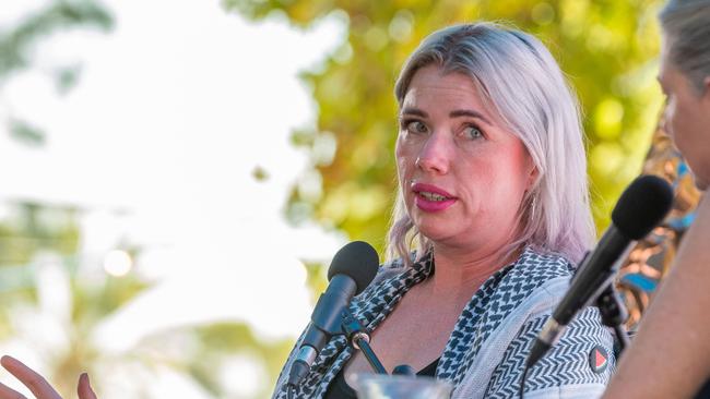 Writers Week - Clementine Ford speaking on stage at Torrens Parade Ground Adelaide CBD. Thursday 7th March 2024. Picture: Ben Clark