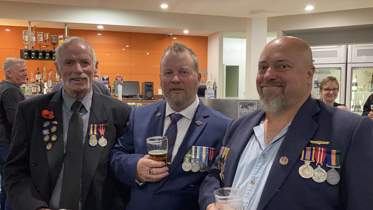 Mount Gambier Anzac Day 2022. Ross Anderson, Steve Wilson, Zeke O'Connell. Picture: Arj Ganesan