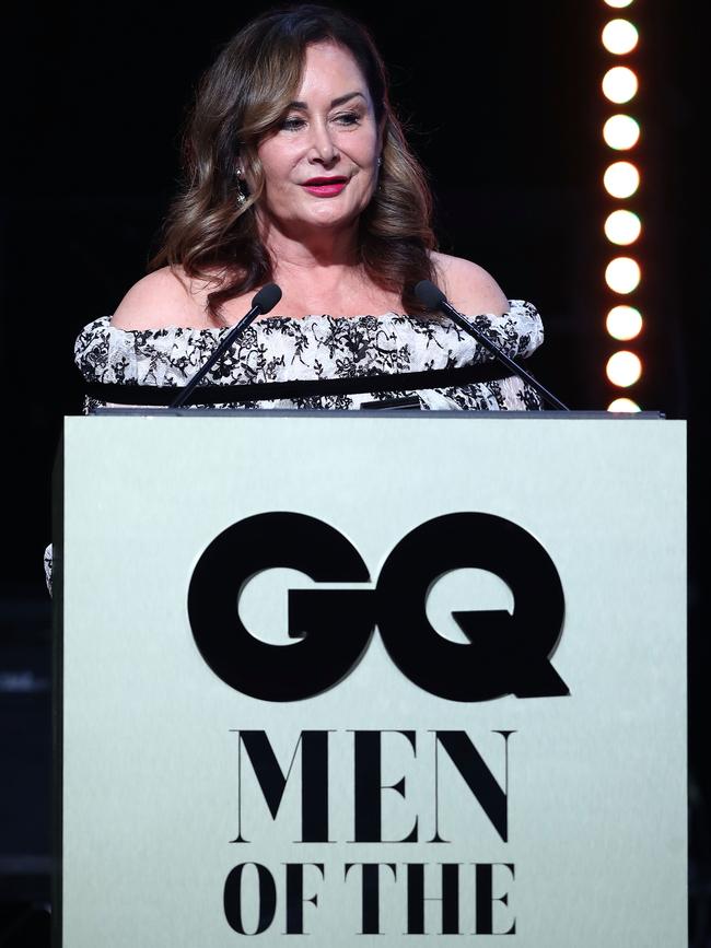 Ben Simmons’ mum Julie accepts the Breakthrough Sportsman of The Year award on his behalf last night. Picture: Mark Metcalfe/Getty Images for GQ Australia