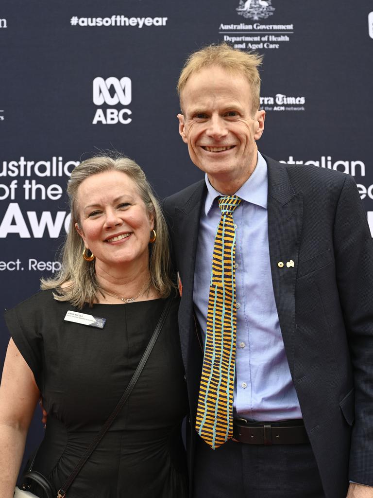 Last year's Australians of the Year, professors Georgina Long AO and Richard Scolyer AO. Picture: NewsWire / Martin Ollman