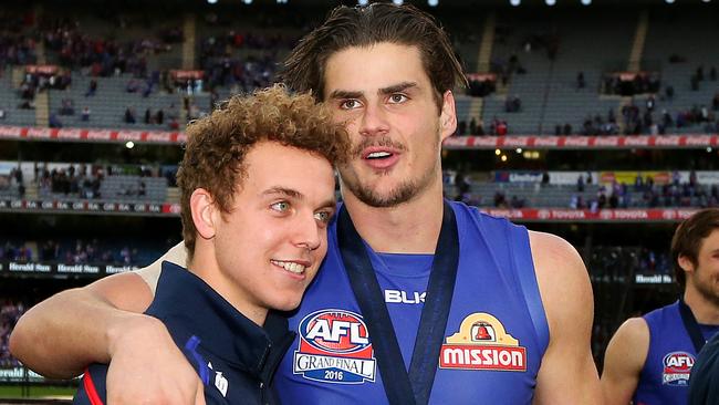 Mitch Wallis and Tom Boyd after the 2016 Grand Final. Picture: Mark Stewart