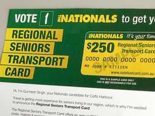 The $250 transport card was a pre-election commitment. Picture: Contributed