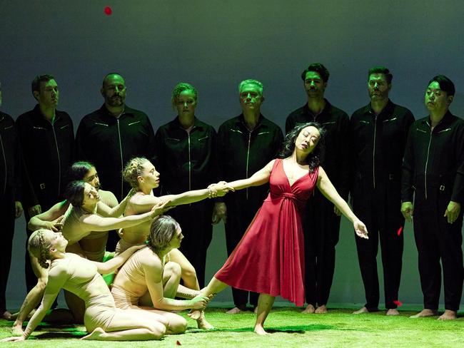 Sandy Leung and Circa acrobats in Orpheus and Eurydice at the Sydney Opera House. Picture: Keith Saunders