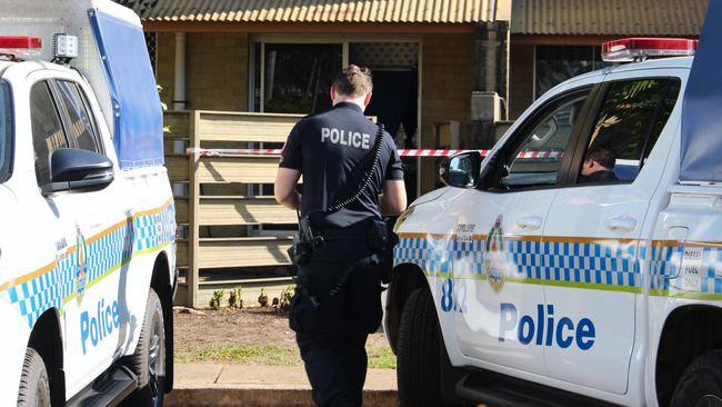 NT Police on the scene in Malak on August 21, 2024 after a 43-year-old woman was found deceased at a residence on Magdelene Court overnight. Picture: Jason Walls