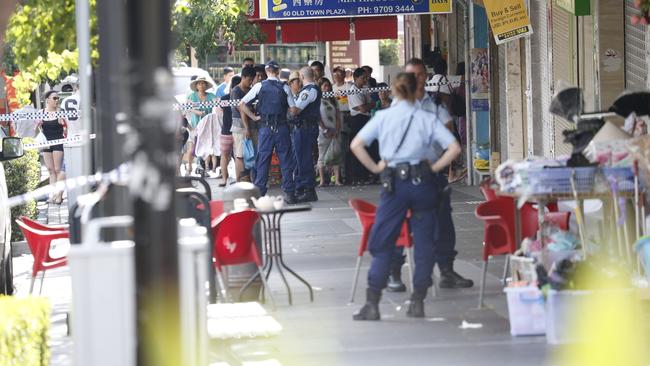 Police at the scene after the murder. Pictures: David Swift.