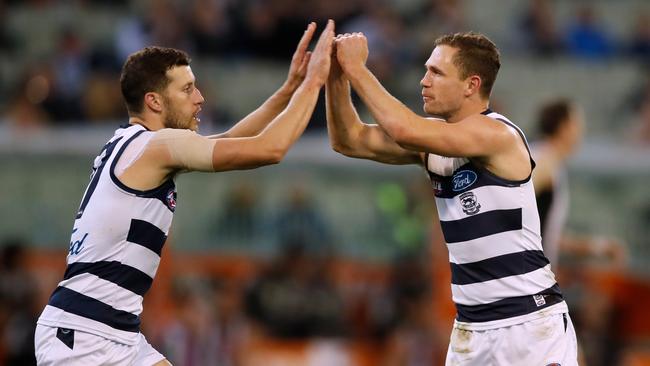 Sam Menegola and Joel Selwood.