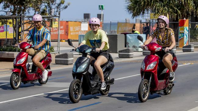 Scooter riders out and about during Schoolies last year. Picture: Jerad Williams