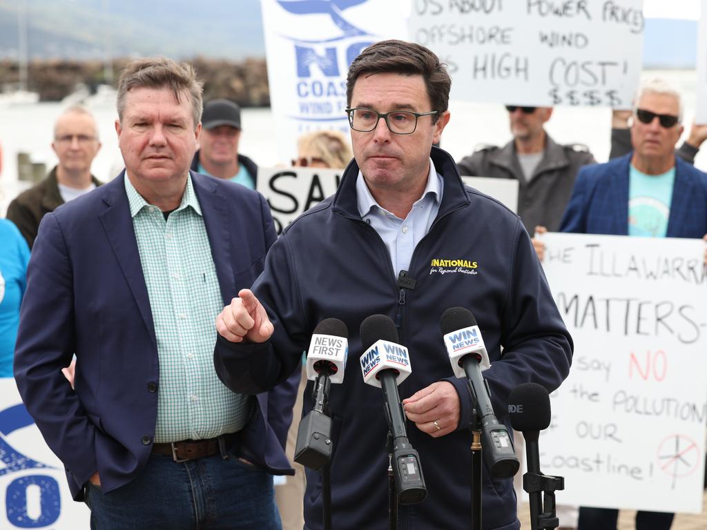 David Littleproud meeting locals to discuss the planned offshore wind farm on the south coast. Pictured at a press conference in Wollongong. Picture: Rohan Kelly