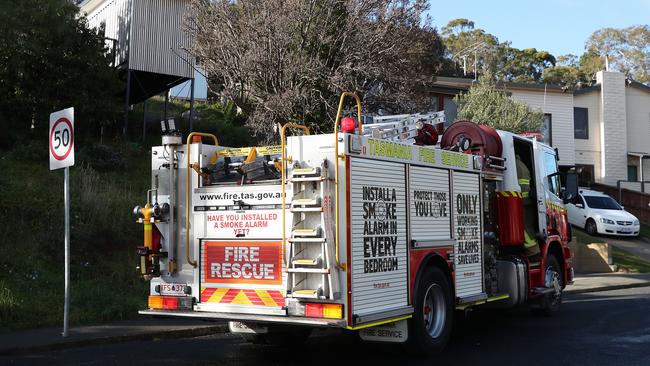 Tasmania Fire Service and Tasmania Police in attendance at a home in Moonah. Picture: NIKKI DAVIS-JONES