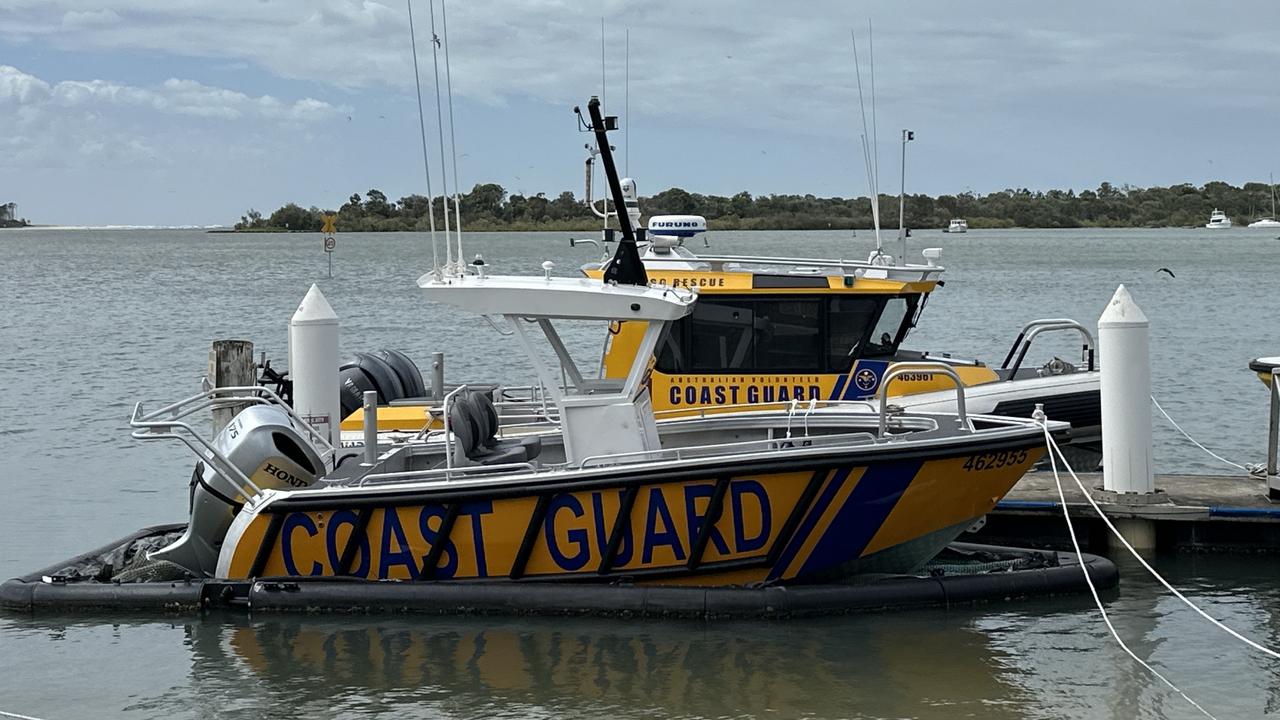 The Noosa Coast Guard and lifeguards were called to rescue a trio off a jet ski near the Noosa North Shore about noon on March 6, as Tropical Cyclone Alfred crept closer to the Sunshine Coast. Picture: Sam Turner