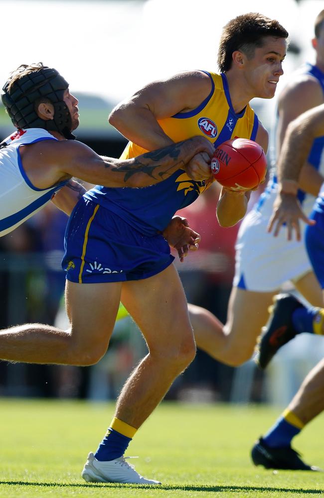 Noah Long back in action against North Melbourne in March. Picture: James Worsfold/Getty Images.