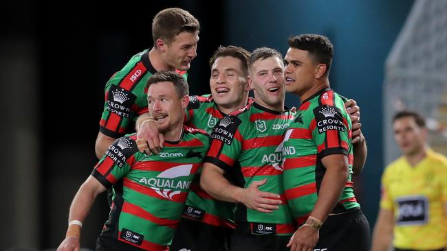 The Rabbitohs have scored their most first half points of any game in their history, putting 38 unanswered points on the sea Eagles. Picture: Getty Images.