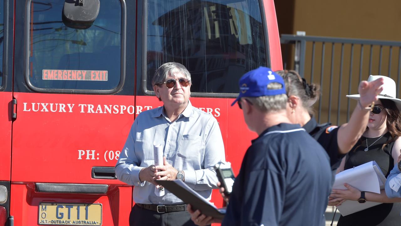 Justice John Burns, during a crime scene ‘view’ in September, outside the Palms Motel where Hassan Baydoun was killed.