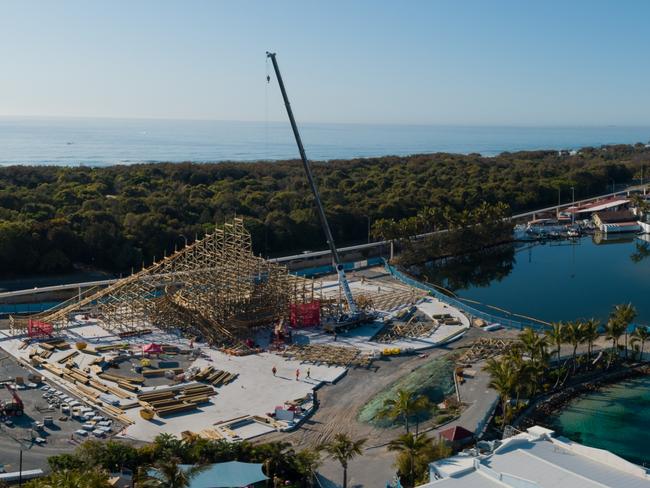 Sea World's New Atlantis precinct under construction. Picture: Village Roadshow Theme Parks