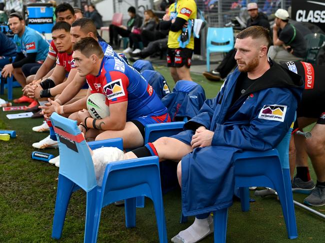 NRL 2023 RD24 Newcastle Knights v Canterbury-Bankstown Bulldogs - Jackson Hastings, injury NRL PHOTOS