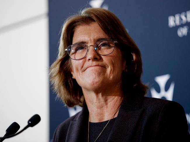 SYDNEY, AUSTRALIA - NewsWire Photos JUNE 18, 2024: Reserve Bank Governor Michele Bullock during a press conference following Tuesdays decision to keep interest rates on hold. Picture: NewsWire / Nikki Short