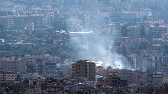 Smoke rises from the site of Israeli airstrikes on September in Beirut, Lebanon. Picture: Carl Court/Getty Images