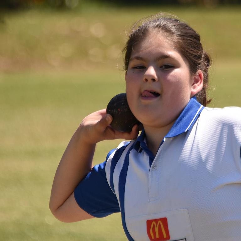 Hannah Mehta in action at the Mudgeeraba little athletics competition. (Photo/Steve Holland)