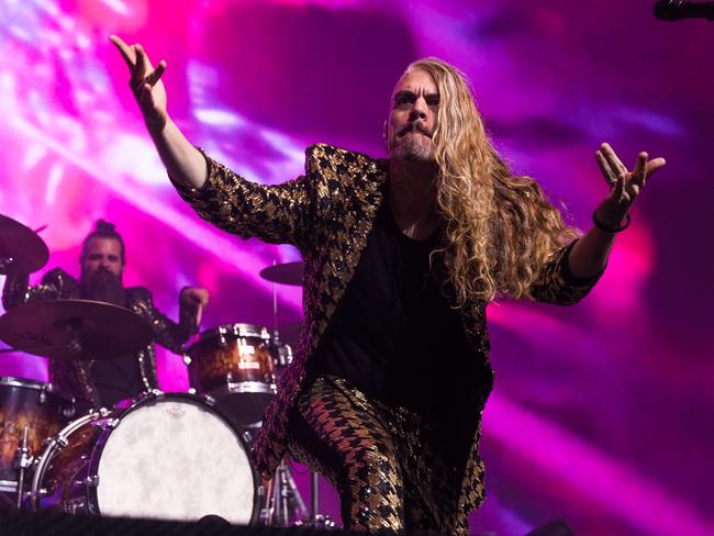 Voyager frontman Danny Estrin performs at a Eurovision preparty in London. Picture: Corrine Cumming / Supplied