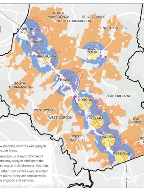 Mapping by Ku-ring-gai Council has also shown the potential locations of new housing.