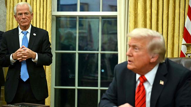 Peter Navarro with President Donald Trump. Picture: Andrew Caballero-Reynolds/AFP