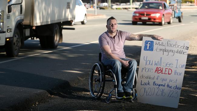 In 2015, Brendan Mackrill was desperate to find a job because he kept getting rejected due to his wheelchair. Picture: Josh Woning.