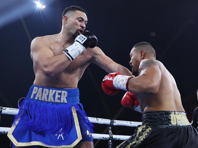 Parker (L) knocked out Faiga ‘Django’ Opelu in the first round in Melbourne last year, kickstarting a golden run for the Kiwi. Picture: Robert Cianflone/Getty Images