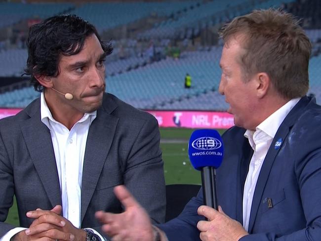 Johnathan Thurston and Trent Robinson clashed over the controversial six again call that led to the match winning try.