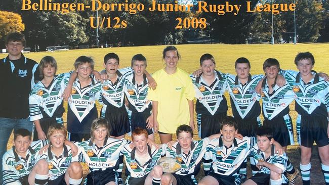 Edwards (back row, far right) during his junior rugby league days with Bellingen-Dorrigo.