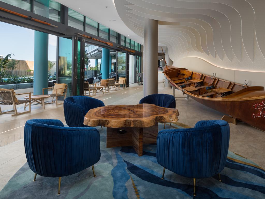 The lobby bar of the swish new hotel.