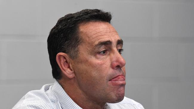 Sharks coach Shane Flanagan wasn’t happy with the refereeing in Brisbane. (AAP Image/Dave Hunt)