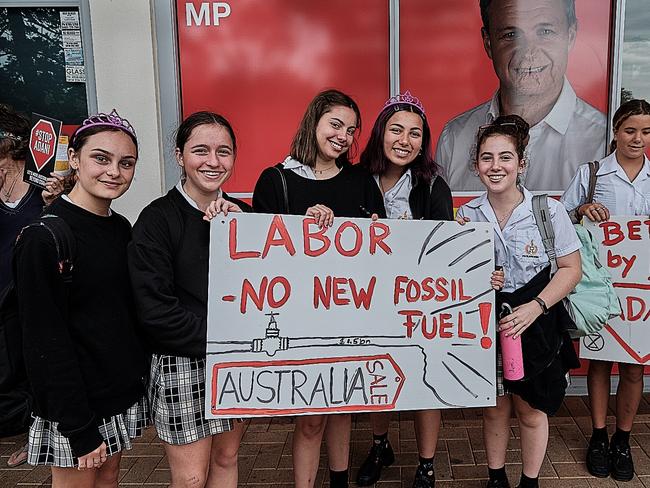 Climate activists outside Kingsford Smith federal Labor MP Matt Thistlethwaite's office in Maroubra as part of the National Day of Action rallies on Friday, May 3. Picture: Supplied