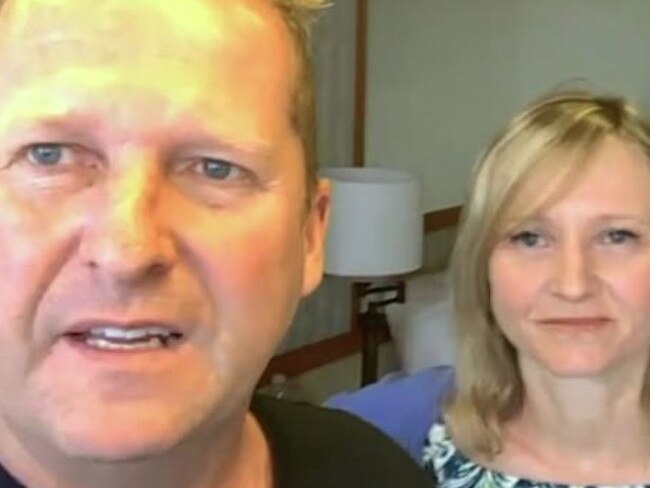 Neil and Lisa Egan are stranded on the Grand Princess cruise ship. Picture: ITV