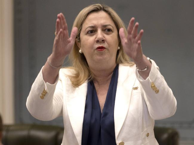 BRISBANE AUSTRALIA - NewsWire Photos NOVEMBER 10, 2022: Queensland Premier Annastacia Palaszczuk addresses the floor during question time at Queensland Parliament House. NewsWire / Sarah Marshall